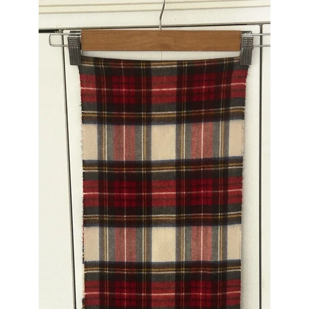Cashmink Plaid Scarf Made in Germany Fringe Tartan Preppy Red Blue Yellow Soft!